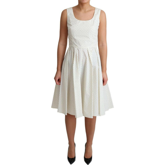 Dolce & Gabbana Elegant Sleeveless A-Line Polka Dotted Dress Dolce & Gabbana Light Gray