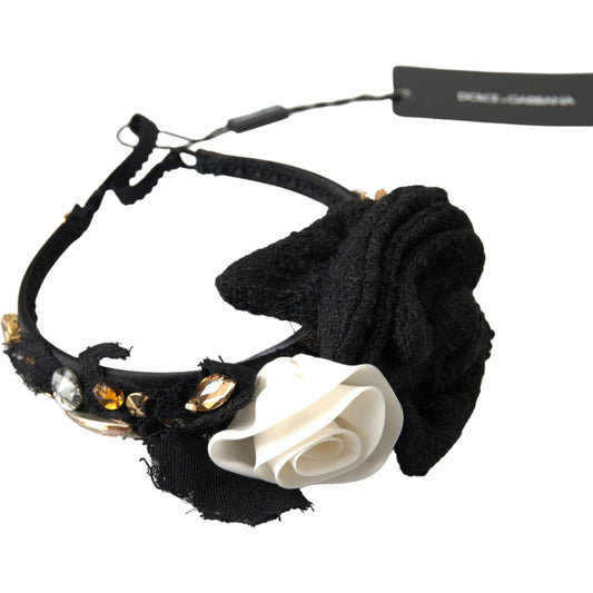 Dolce & Gabbana Elegant Crystal-Embellished Silk Diadem Diadem Dolce & Gabbana Gray