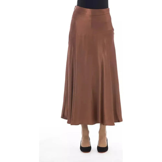 Alpha Studio Brown Viscose Women Skirt Alpha Studio Sienna