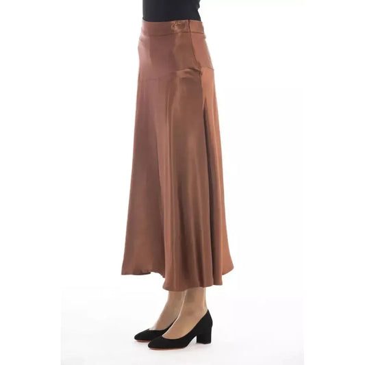 Alpha Studio Brown Viscose Women Skirt Alpha Studio Dim Gray