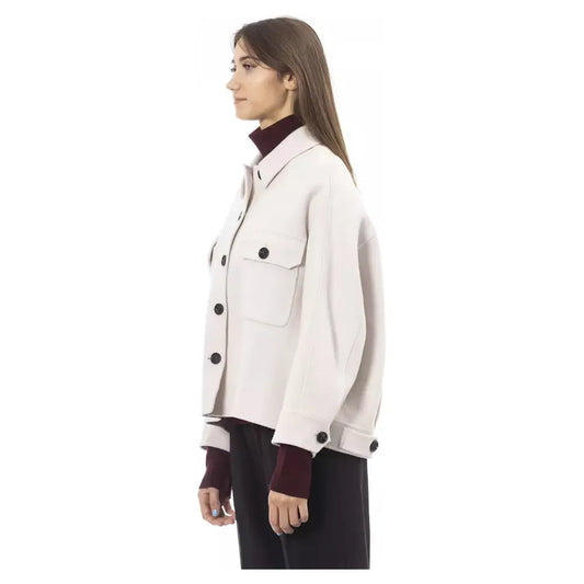Alpha Studio Elegant White Wool Blazer Jacket Alpha Studio Dark Slate Gray