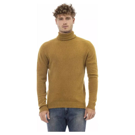 Alpha Studio Brown Alpaca Men Sweater