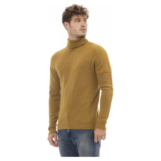 Alpha Studio Brown Alpaca Men Sweater
