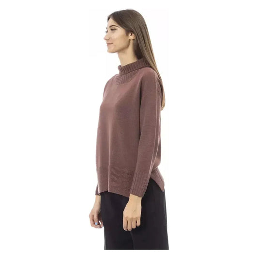 Alpha Studio Brown Tencel Women Sweater Alpha Studio Dim Gray
