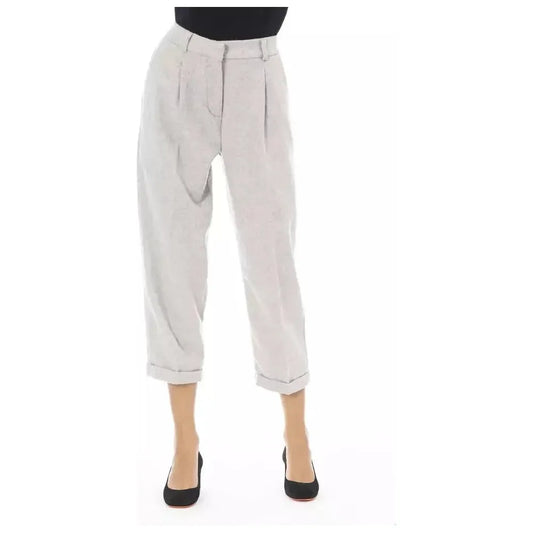 Alpha Studio Gray Wool Women Trouser Alpha Studio Light Gray
