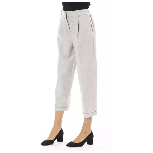 Alpha Studio Gray Wool Women Trouser Alpha Studio Light Gray