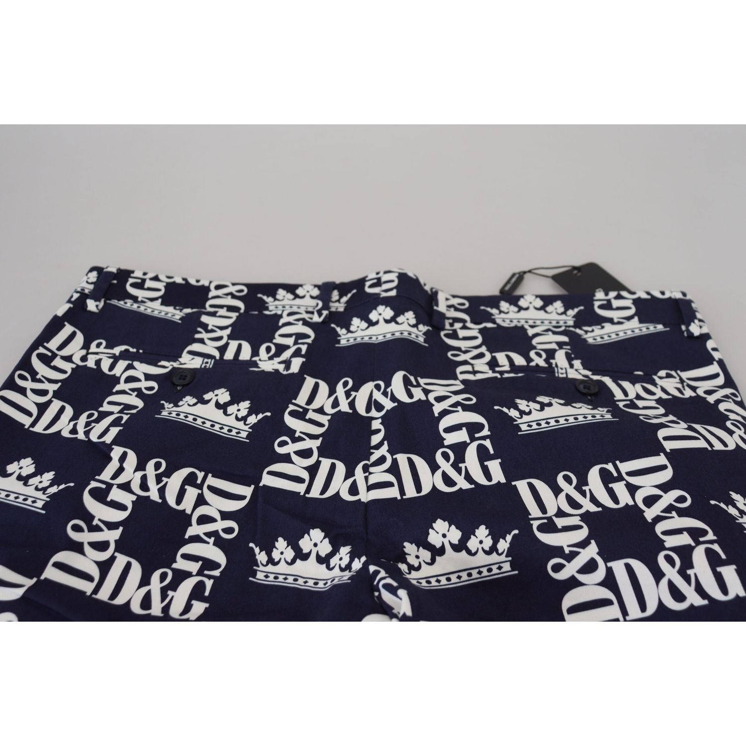 Dolce & Gabbana Blue Logo Print Cotton Chinos Shorts
