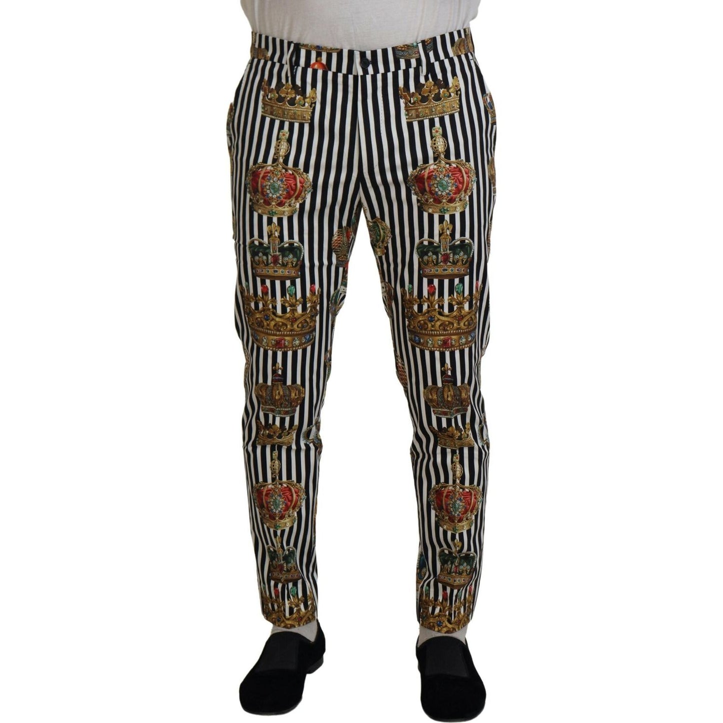 Dolce & Gabbana White Cotton Stretch Crown Trouser Pants PAN74755-44