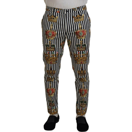 Dolce & Gabbana White Cotton Stretch Crown Trouser Pants PAN74755-44