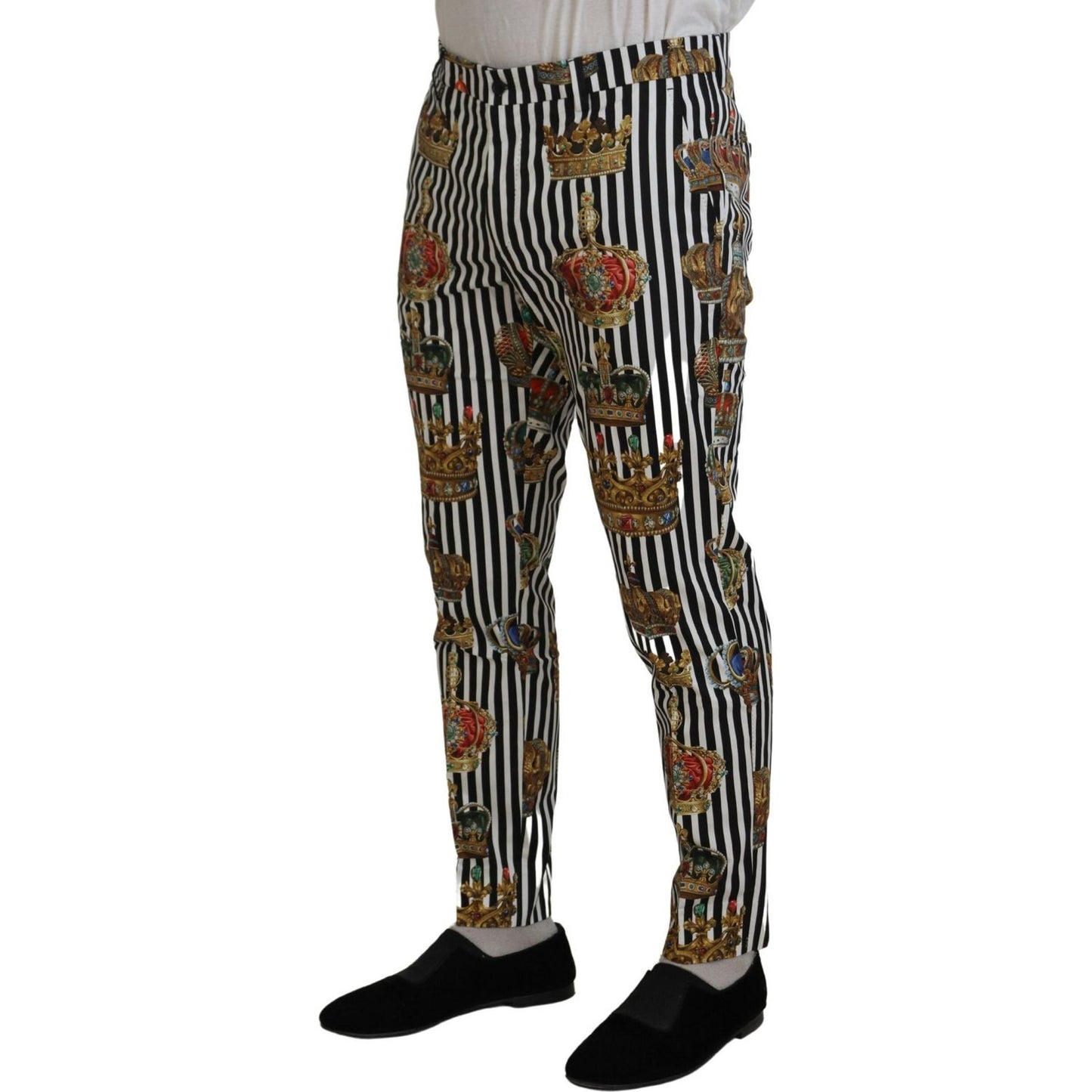 Dolce & Gabbana White Cotton Stretch Crown Trouser Pants PAN74755-44