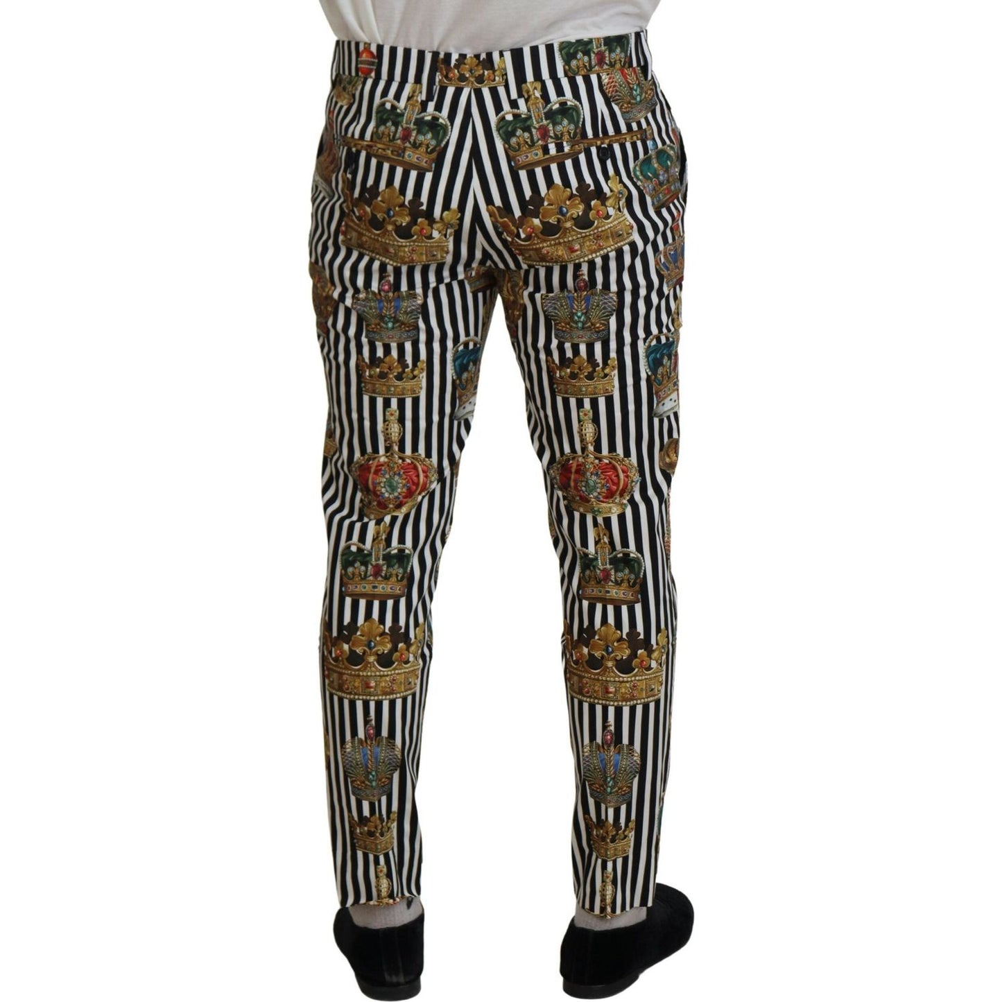 Dolce & Gabbana White Cotton Stretch Crown Trouser Pants PAN74755-44