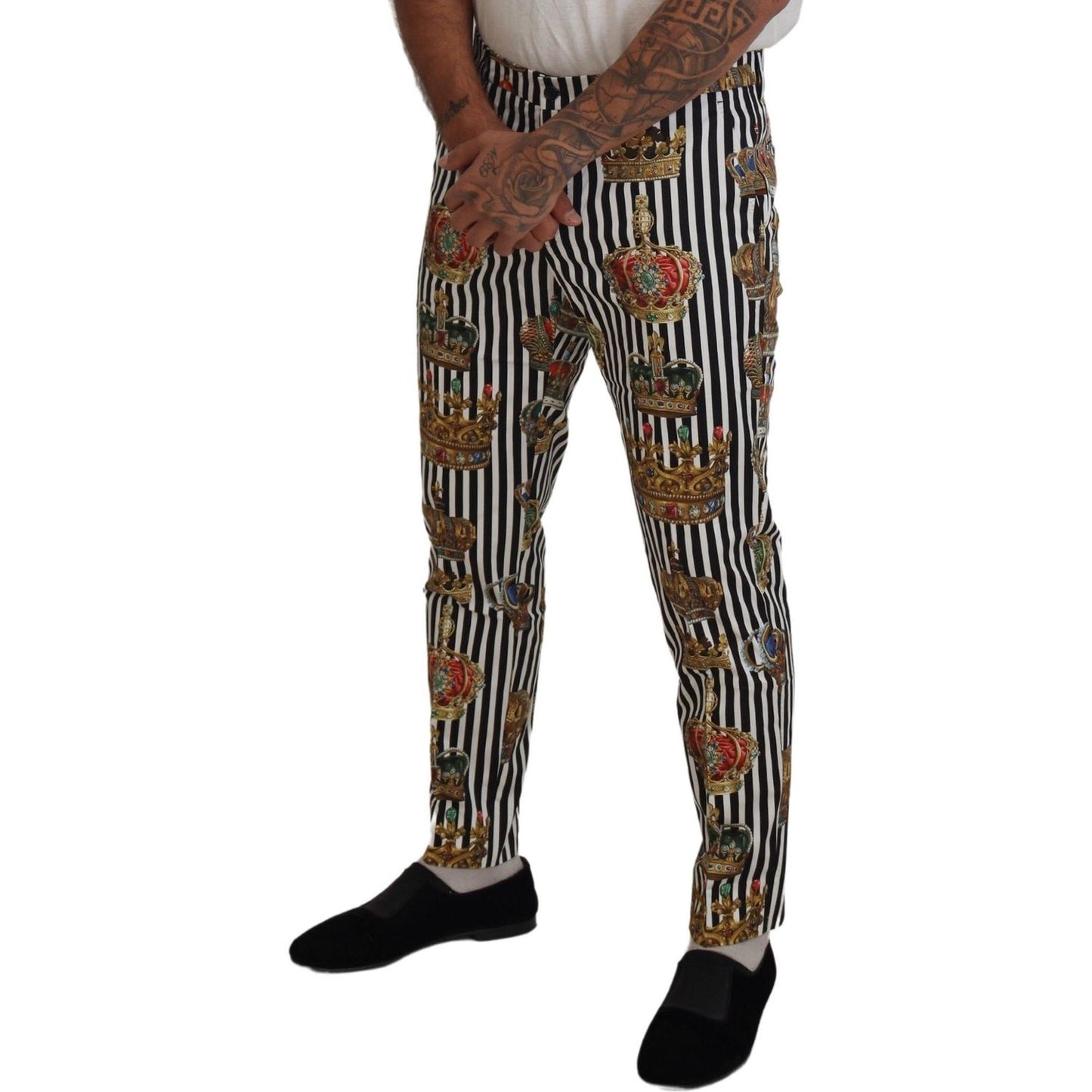 Dolce & Gabbana White Cotton Stretch Crown Trouser Pants PAN74755-44