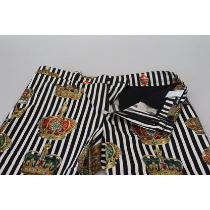 Dolce & Gabbana White Cotton Stretch Crown Trouser Pants