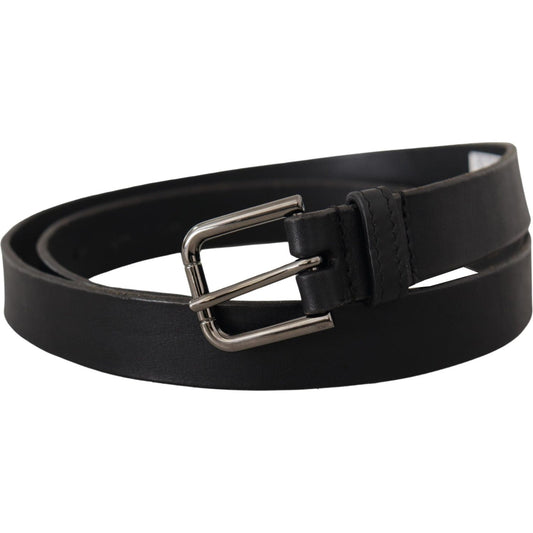 Dolce & Gabbana Elegant Black Leather Belt with Metal Buckle Dolce & Gabbana Black