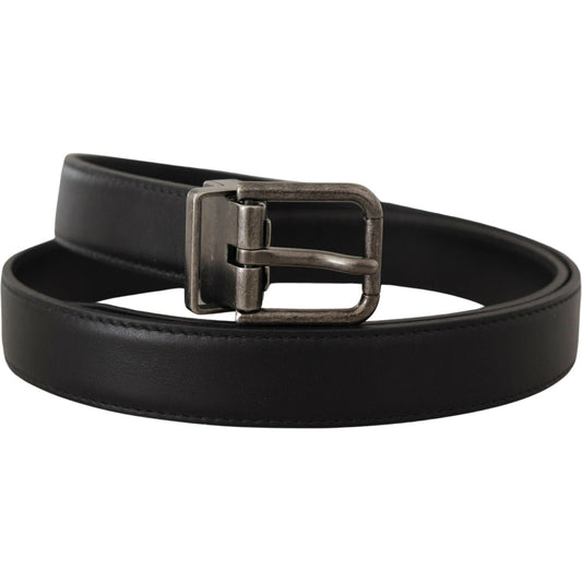 Dolce & Gabbana Elegant Black Leather Belt with Metal Buckle Dolce & Gabbana Dark Slate Gray