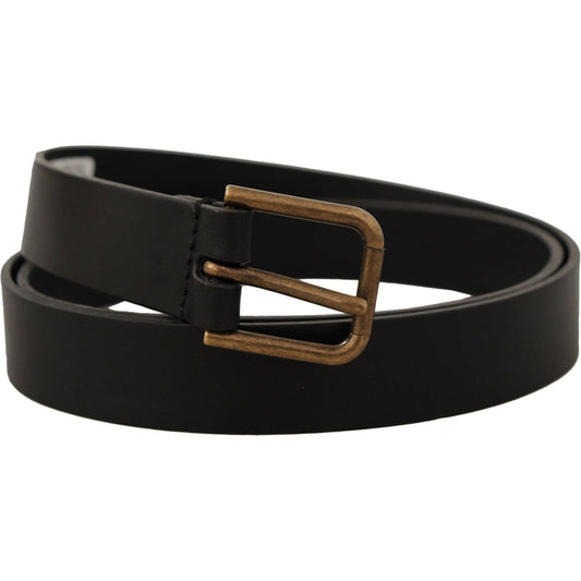 Dolce & Gabbana Elegant Black Leather Belt with Metal Buckle Dolce & Gabbana Black