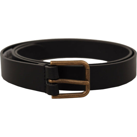 Dolce & Gabbana Elegant Black Leather Belt with Metal Buckle Dolce & Gabbana Black
