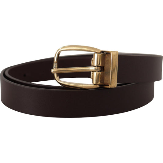 Dolce & Gabbana Elegant Dark Brown Leather Belt Dolce & Gabbana Black