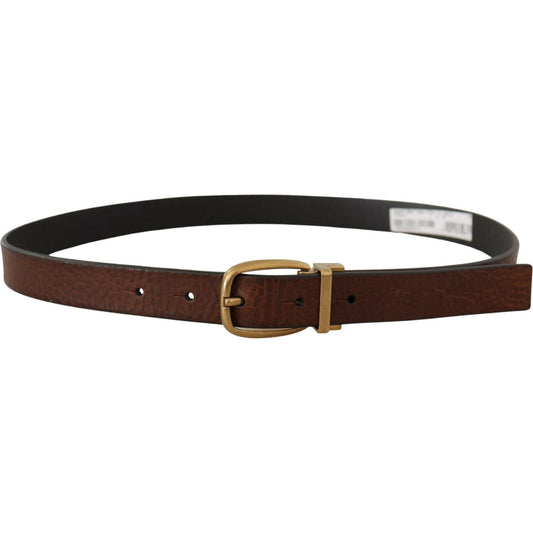 Dolce & Gabbana Elegant Brown Leather Belt with Logo Buckle Dolce & Gabbana Dark Slate Gray