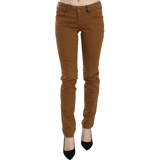 PLEIN SUD Chic Mid Waist Skinny Cotton Pants PLEIN SUD Saddle Brown