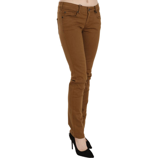 PLEIN SUD Chic Mid Waist Skinny Cotton Pants PLEIN SUD Saddle Brown