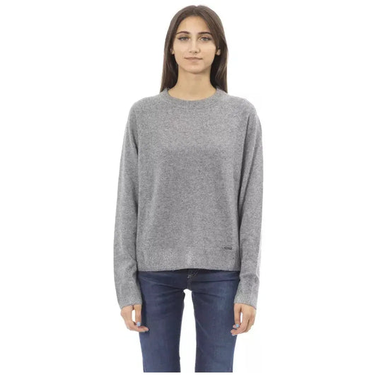 Baldinini Trend Gray Wool Women Sweater Baldinini Trend Dark Gray