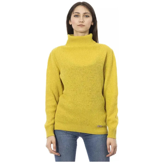 Baldinini Trend Yellow Wool Women Sweater Baldinini Trend Dark Khaki