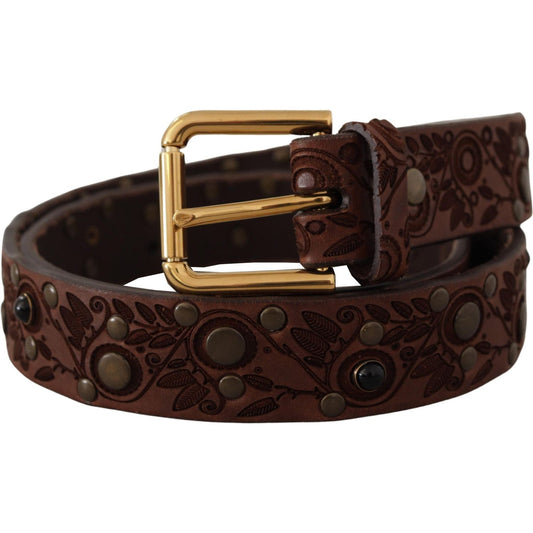 Dolce & Gabbana Elegant Leather Belt with Engraved Buckle Dolce & Gabbana Black