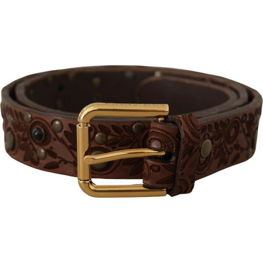 Dolce & Gabbana Elegant Leather Belt with Engraved Buckle Dolce & Gabbana Black