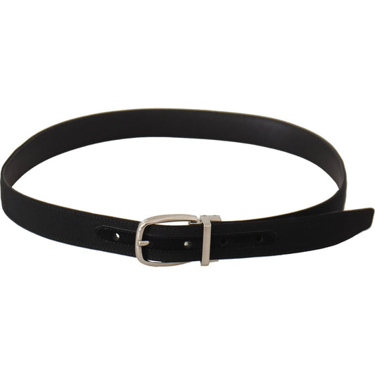 Dolce & Gabbana Elegant Engraved Buckle Leather Belt Dolce & Gabbana Black