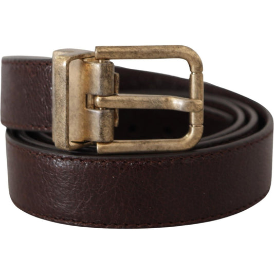 Dolce & Gabbana Elegant Leather Belt with Engraved Buckle Dolce & Gabbana Dark Slate Gray