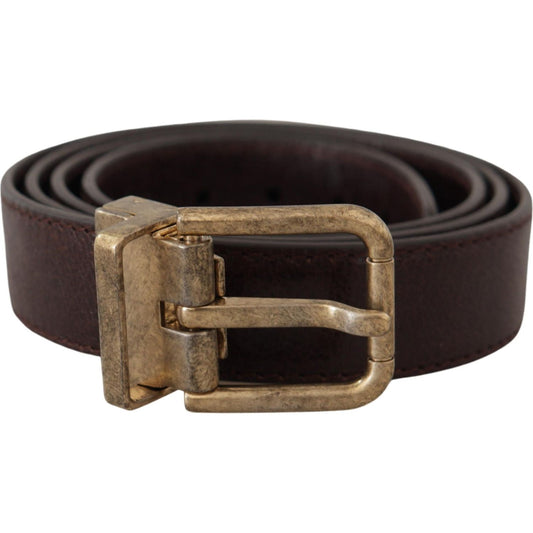 Dolce & Gabbana Elegant Leather Belt with Engraved Buckle Dolce & Gabbana Dark Slate Gray