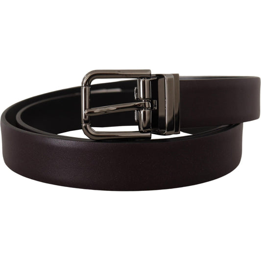 Dolce & Gabbana Elegant Dark Brown Leather Belt Dolce & Gabbana Black