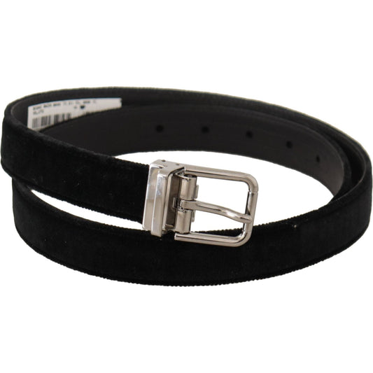 Dolce & Gabbana Elegant Black Velvet Designer Belt Dolce & Gabbana Black