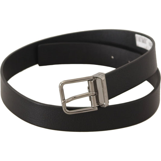 Dolce & Gabbana Elegant Black Leather Belt with Metal Buckle Dolce & Gabbana Dark Slate Gray