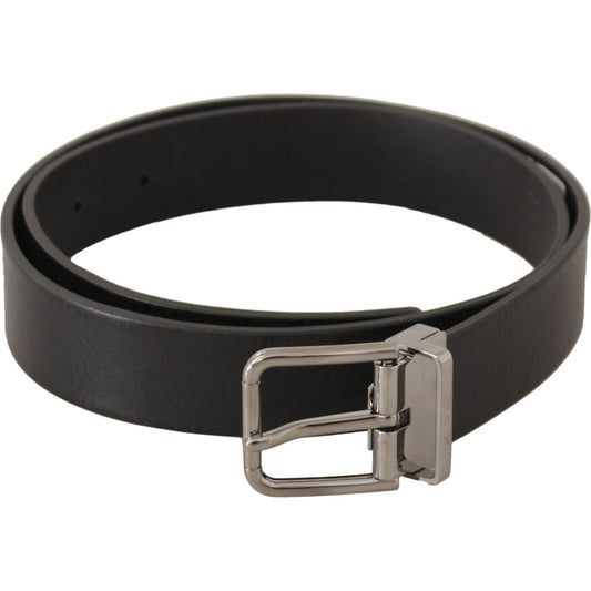 Dolce & Gabbana Elegant Black Leather Belt with Metal Buckle Dolce & Gabbana Dark Slate Gray