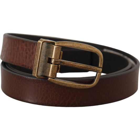 Dolce & Gabbana Elegant Leather Belt with Metal Buckle Dolce & Gabbana Dark Slate Gray
