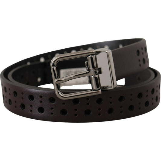 Dolce & Gabbana Elegant Dark Purple Leather Belt Dolce & Gabbana Black