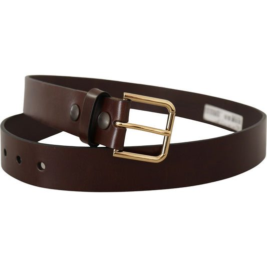 Dolce & Gabbana Elegant Black Leather Belt with Metal Buckle Dolce & Gabbana Dark Slate Gray