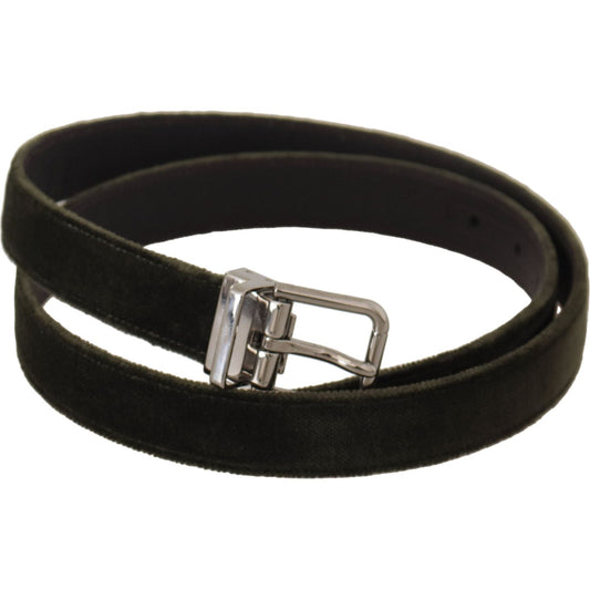 Dolce & Gabbana Elegant Velvet Leather Green Belt Dolce & Gabbana Black