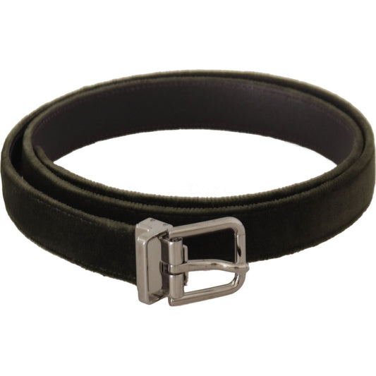 Dolce & Gabbana Elegant Velvet Leather Green Belt Dolce & Gabbana Black