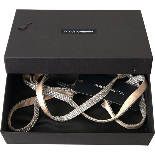 Dolce & Gabbana Elegant Crystal Skinny Silk Bow Belt Dolce & Gabbana Dark Slate Gray