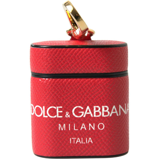 Dolce & Gabbana Elegant Red Leather Airpods Case Dolce & Gabbana Brown