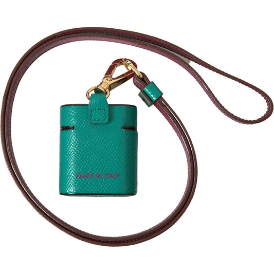 Dolce & Gabbana Elegant Leather Airpods Case in Green and Maroon Dolce & Gabbana Dark Slate Gray