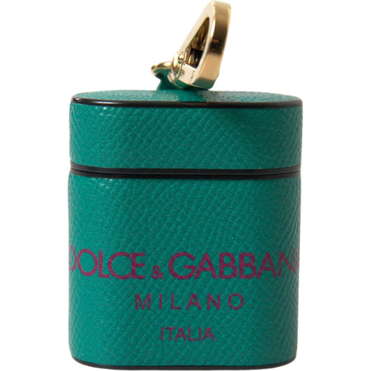 Dolce & Gabbana Elegant Leather Airpods Case in Green and Maroon Dolce & Gabbana Dark Slate Gray