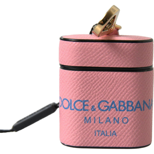 Dolce & Gabbana Chic Calf Leather Airpods Case in Pink Dolce & Gabbana Rosy Brown
