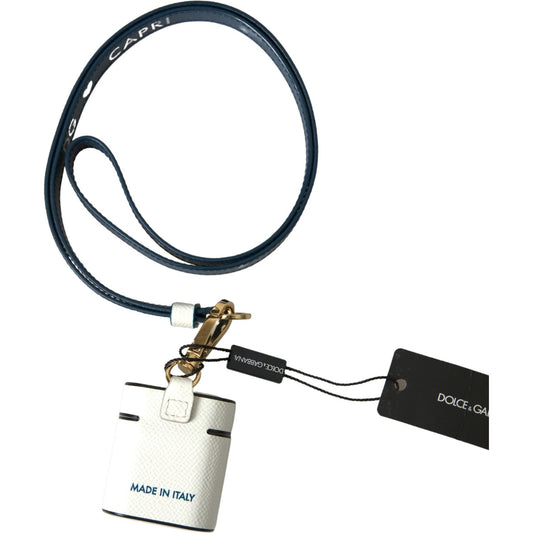 Dolce & Gabbana Elegant Leather Airpods Case in White & Blue Dolce & Gabbana Beige