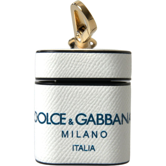 Dolce & Gabbana Elegant Leather Airpods Case in White & Blue Dolce & Gabbana Gray