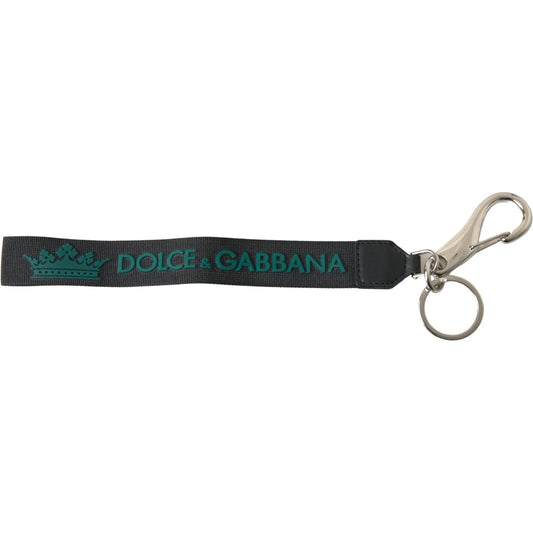 Dolce & Gabbana Chic Crown Rubber Logo Keychain Dolce & Gabbana Dark Slate Gray