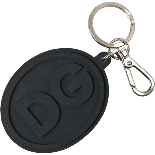 Dolce & Gabbana Elegant Black Rubber and Brass Keychain Dolce & Gabbana Dark Slate Gray